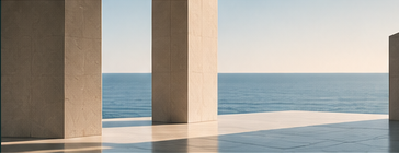 Stone columns and open space overlooking the sea